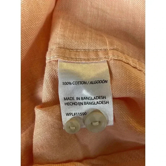 NWT $60 WEATHERPROOF VINTAGE -Short Sleeve Button-Up Peach Shirt Size Medium M - - Picture 8 of 8